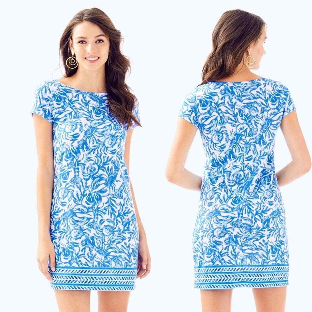 Lilly Pulitzer Marlowe Blue Lobster Pima Cotton Mini Dress Size XXS